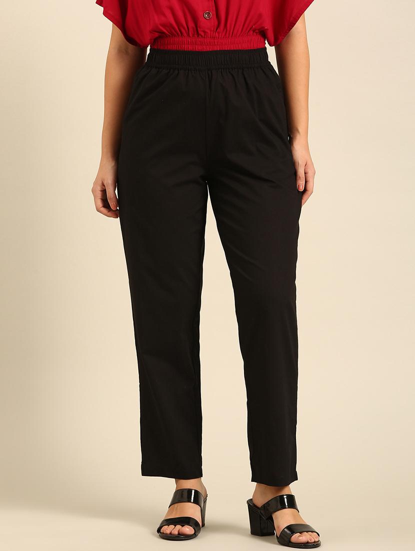 women solid high rise straight pant - 21742176 - Zoom Image - 0