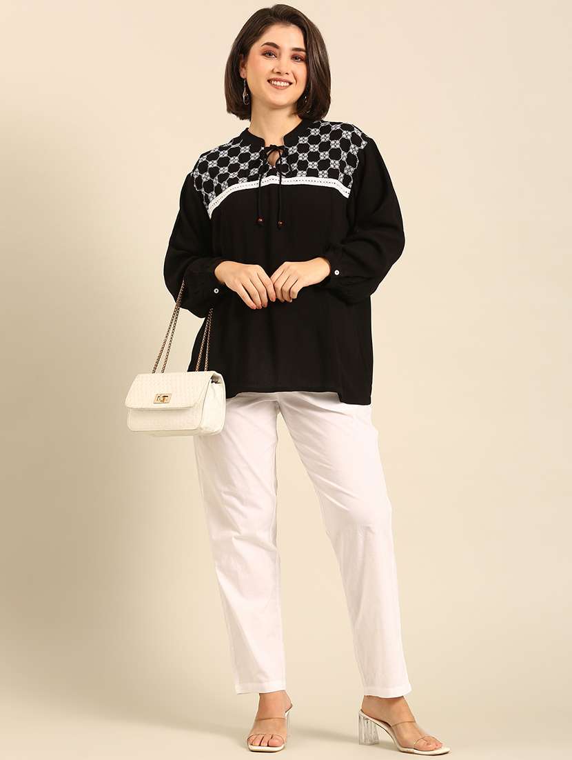 women solid mid rise straight pant - 21742177 -  Standard Image - 4