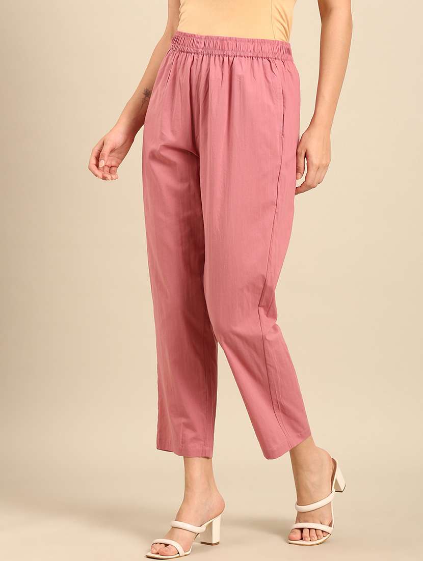 women solid mid rise straight pant - 21742179 -  Standard Image - 1