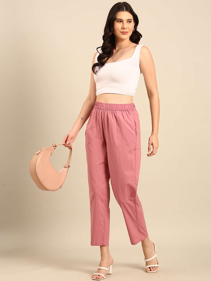 women solid mid rise straight pant - 21742179 -  Standard Image - 4