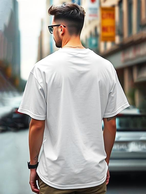 men front print round neck oversized t-shirt - 21742199 - Standard Image - 1