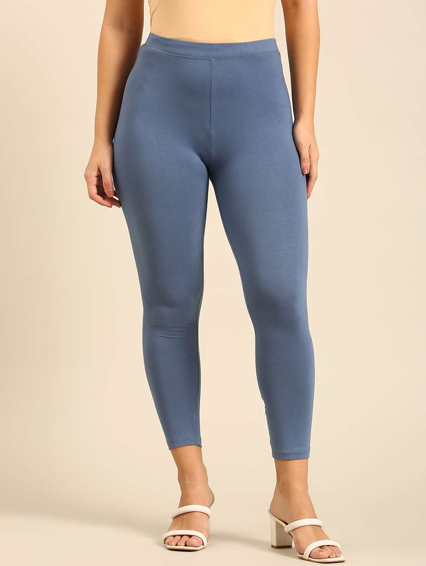 women solid mid rise  ankle length legging