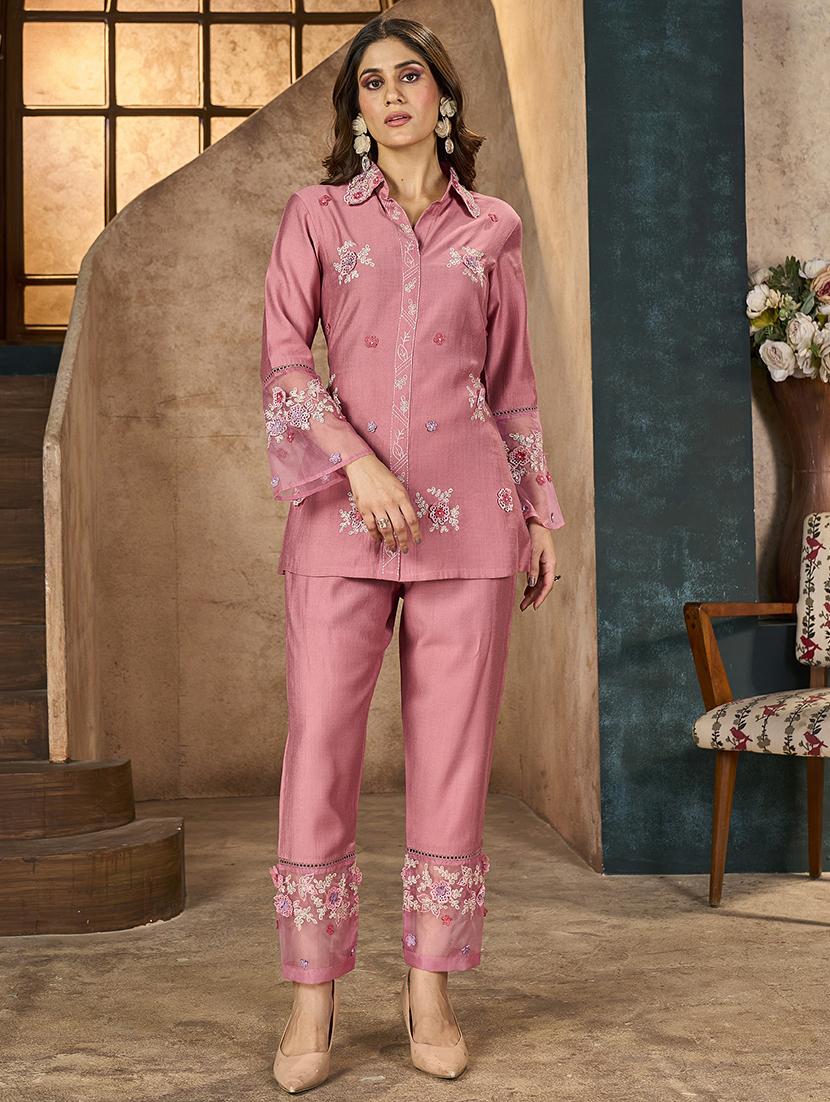 women embroidered top & trouser co-ord set - 21742292 - Zoom Image - 0