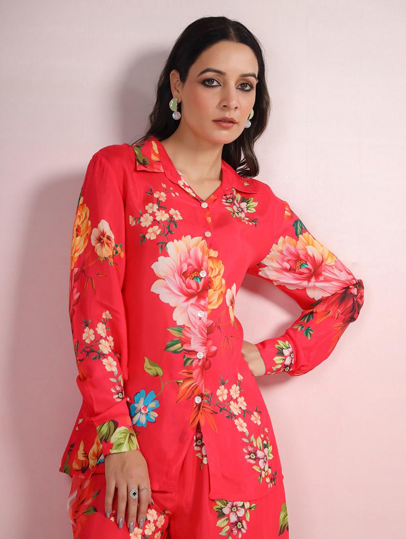 women floral print top and trouser co-ord set - 21742299 - Standard Image - 4