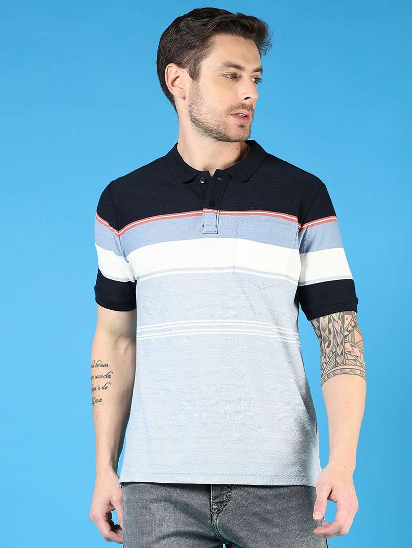 men striped short sleeve regular fit polo t-shirt
