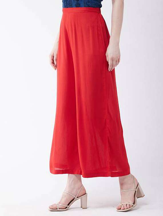 women solid high rise flared palazzo - 21742538 - Standard Image - 1