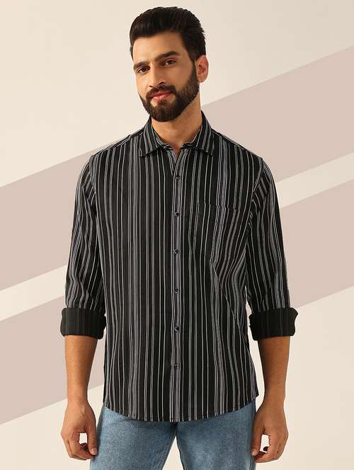 men long sleeves striped casual shirt - 21742547 - Standard Image - 0