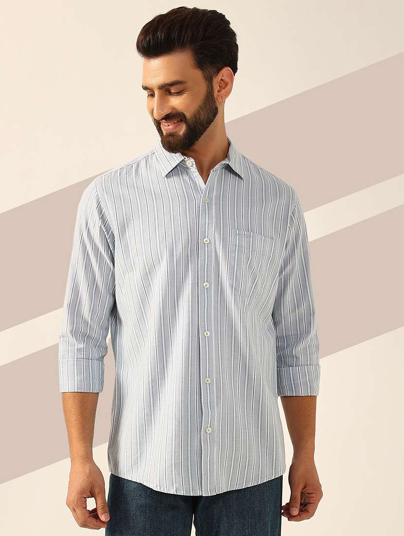 men long sleeves striped casual shirt
