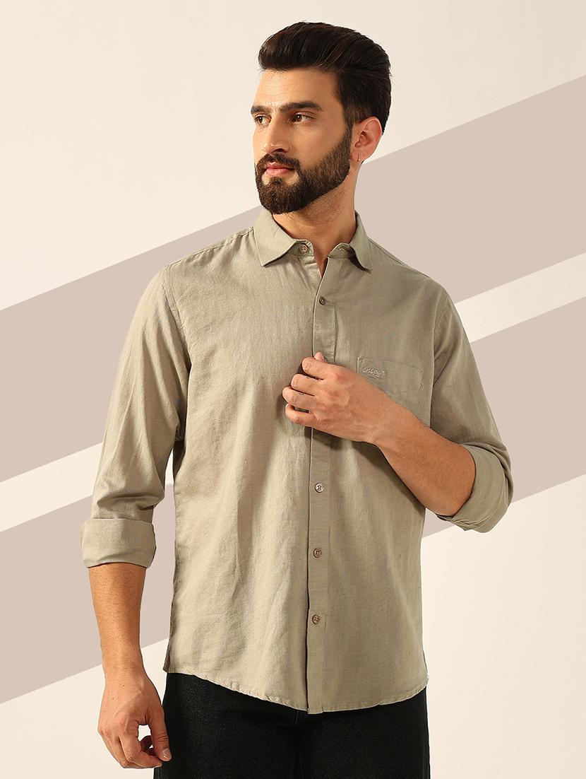 men long sleeves solid casual shirt