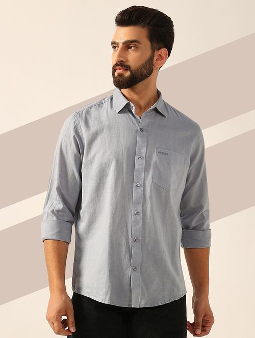 men long sleeves solid casual shirt - 21742570 - Standard Image - 0