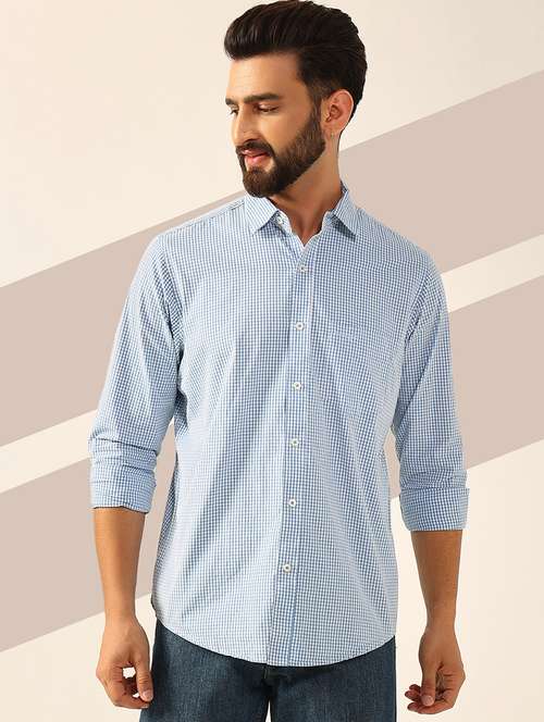 men long sleeves checkered casual shirt - 21742575 -  Standard Image - 0