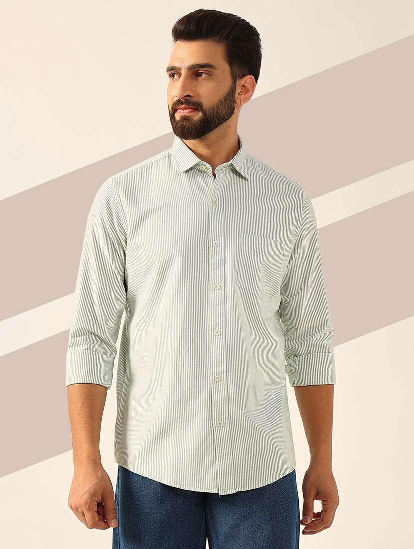 men long sleeves striped casual shirt