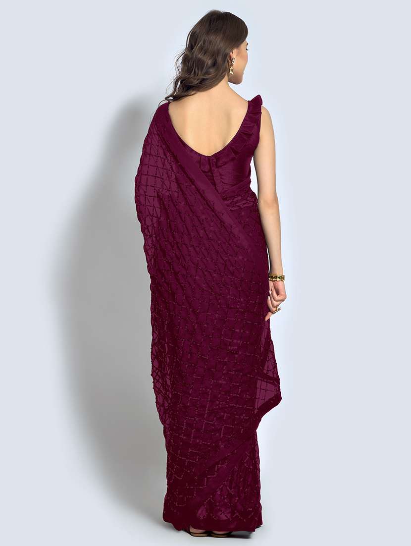 women purple sequin work party wear saree with blouse - 21742612 -  Standard Image - 1