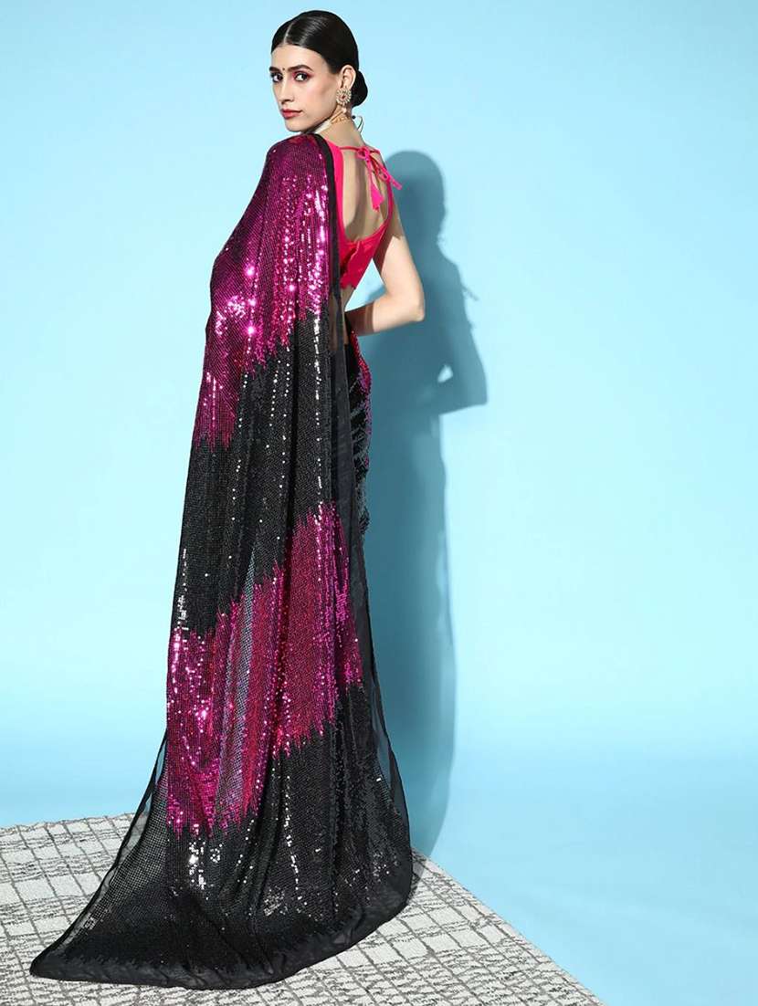 women purple sequin work party wear saree with blouse - 21742618 -  Standard Image - 1
