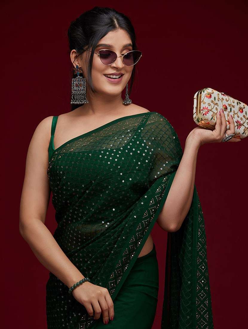 women sequin work embellished saree with blouse - 21742620 -  Standard Image - 1