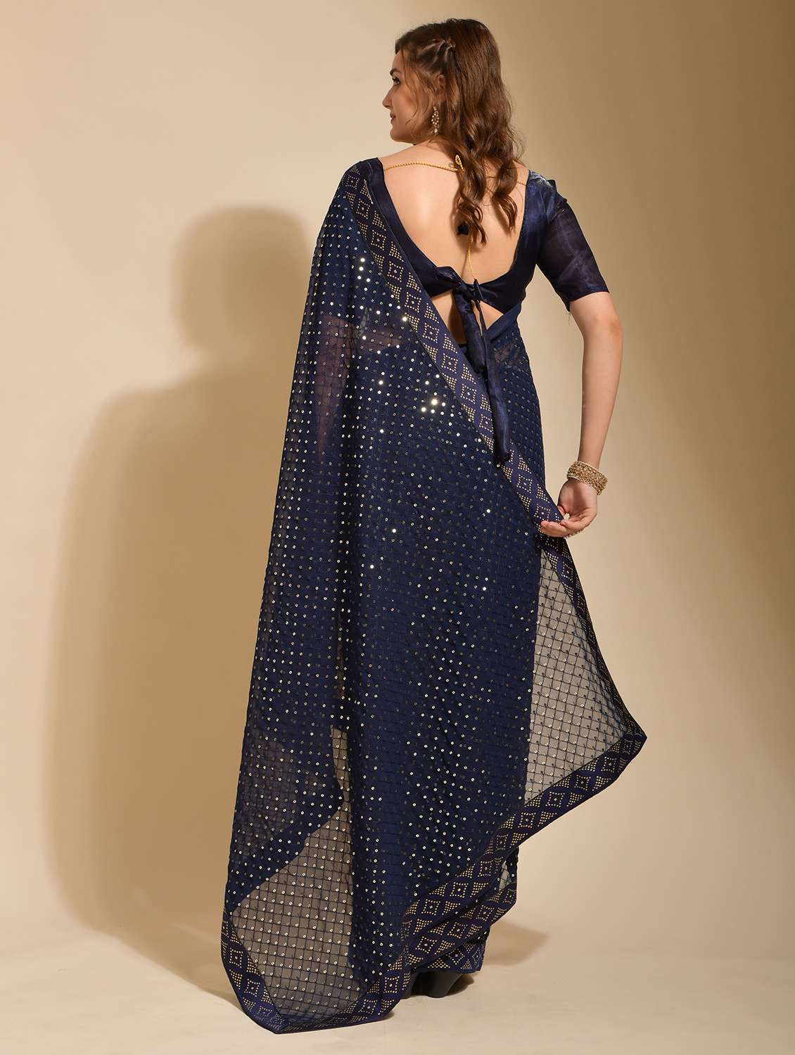 women sequin work embellished saree with blouse - 21742641 -  Standard Image - 1