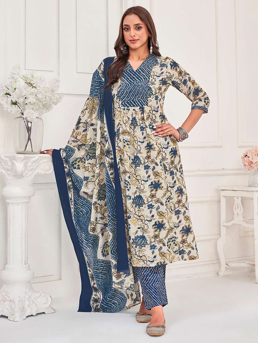 women printed kurta pant with dupatta set