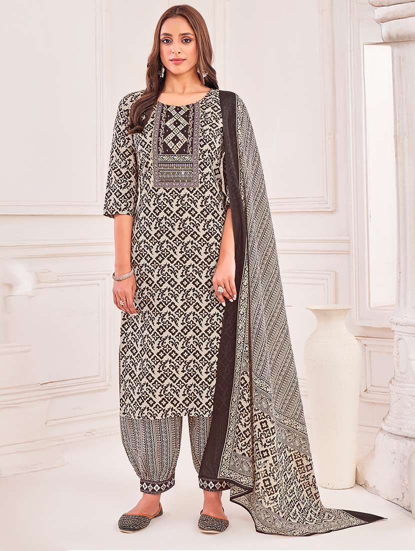 women printed kurta salwar with dupatta set