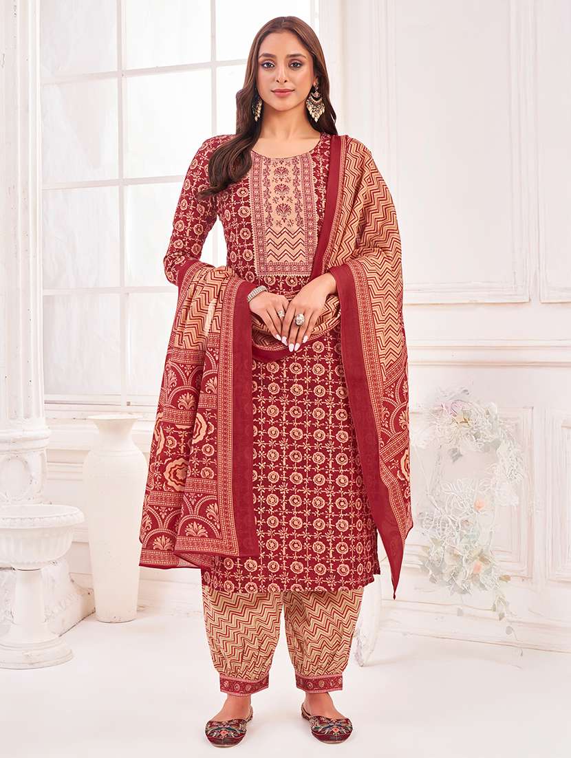 women printed kurta salwar with dupatta set