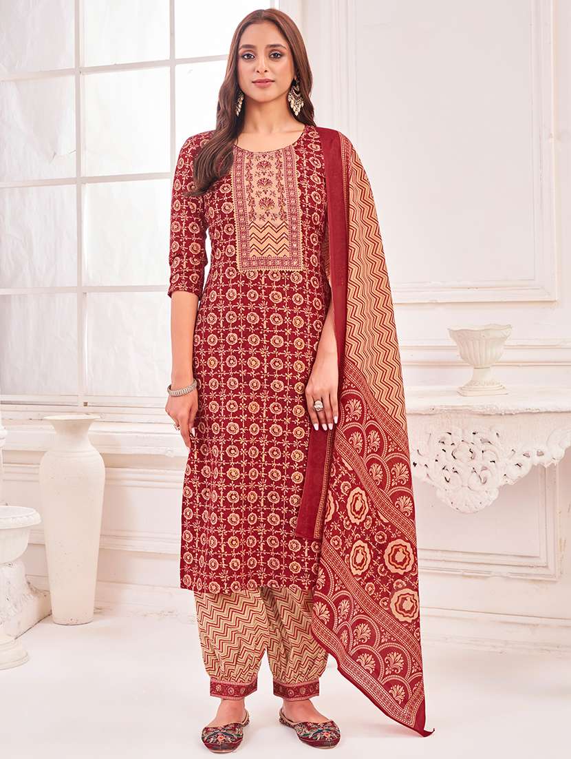 women printed kurta salwar with dupatta set - 21742690 - Standard Image - 1