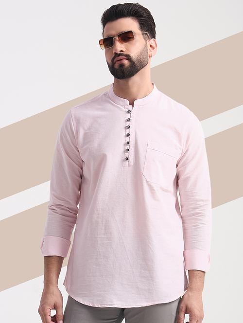 men mandarin neck solid short kurta - 21742722 -  Standard Image - 0