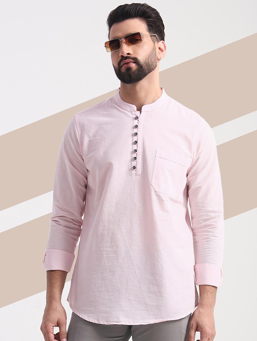 men mandarin neck solid short kurta - 21742722 -  Zoom Image - 0