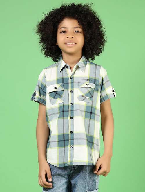 boys checkered short sleeve casual shirt - 21742774 - Standard Image - 0
