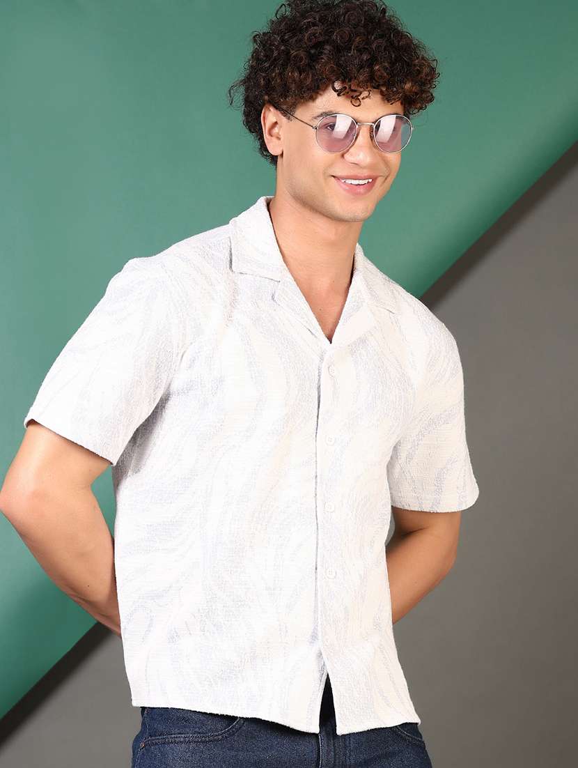 men self design short sleeve regular fit casual shirt - 21742792 -  Standard Image - 1