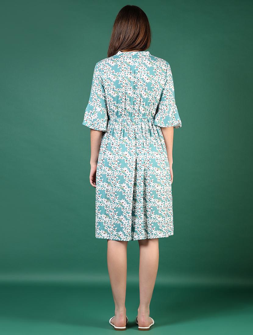 women floral print bell sleeve fit & flare dress - 21742811 - Standard Image - 4