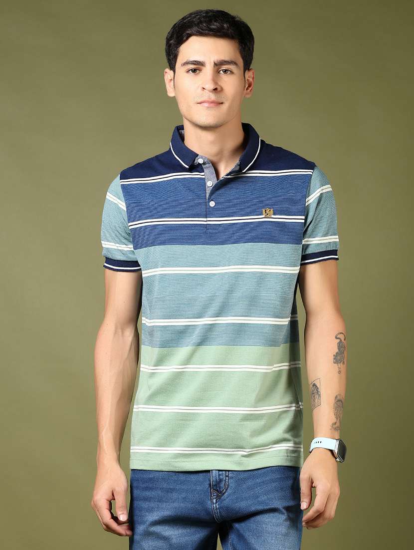 men striped short sleeve regular fit polo t-shirt - 21742816 -  Standard Image - 1