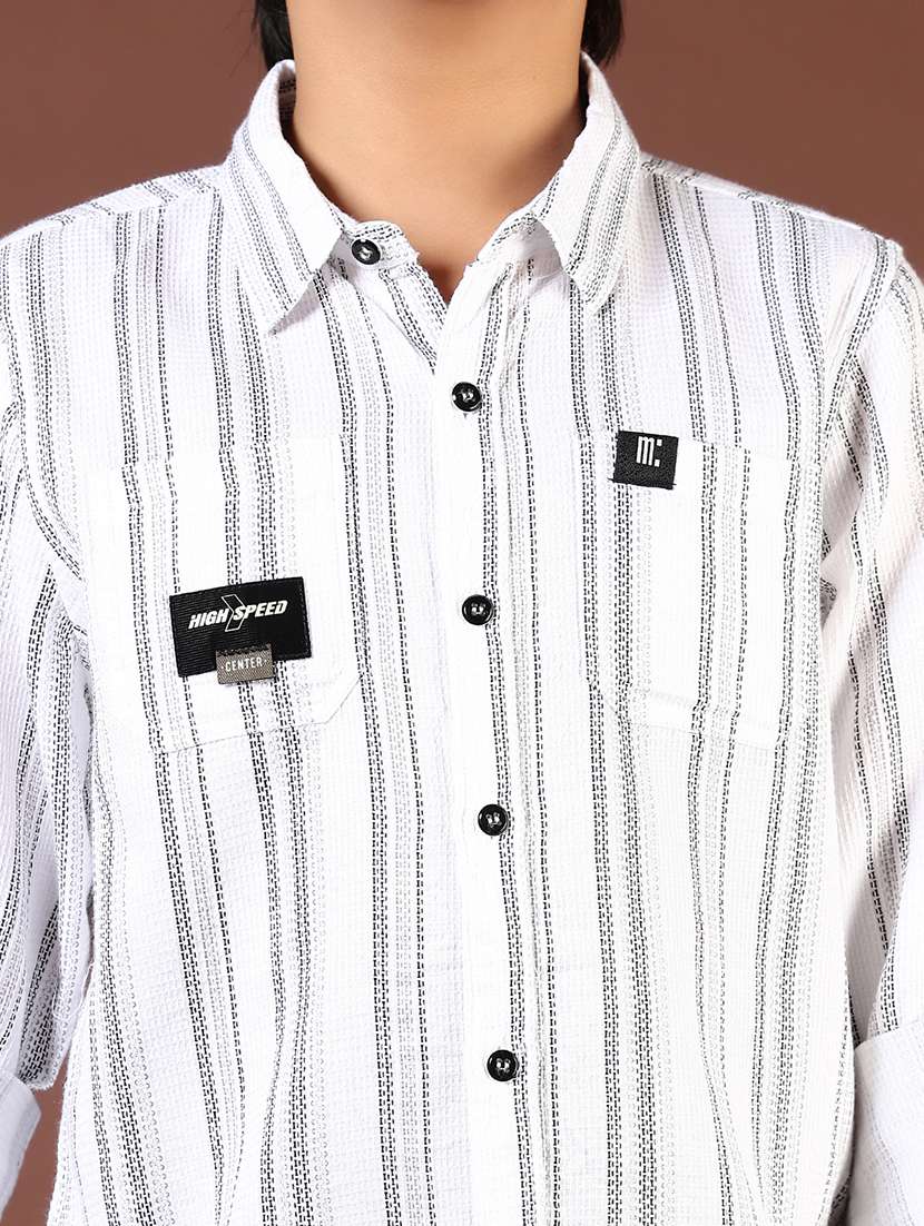 boys striped collared casual shirt - 21742832 - Standard Image - 4