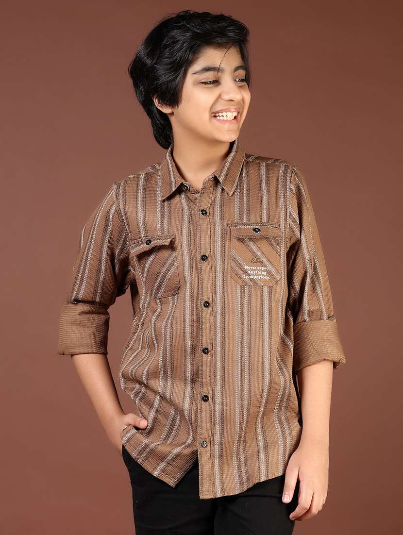 boys striped collared casual shirt - 21742833 -  Standard Image - 1
