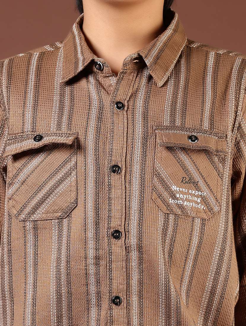 boys striped collared casual shirt - 21742833 -  Standard Image - 4