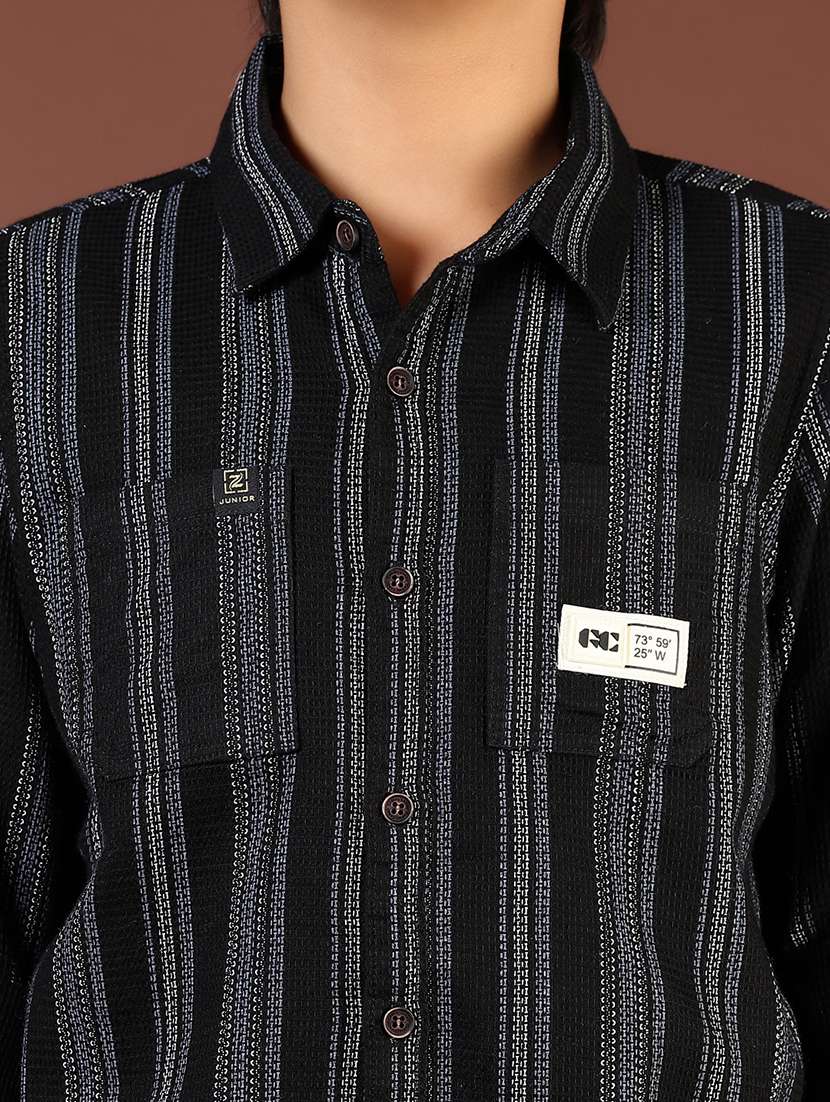 boys striped collared casual shirt - 21742834 -  Standard Image - 4