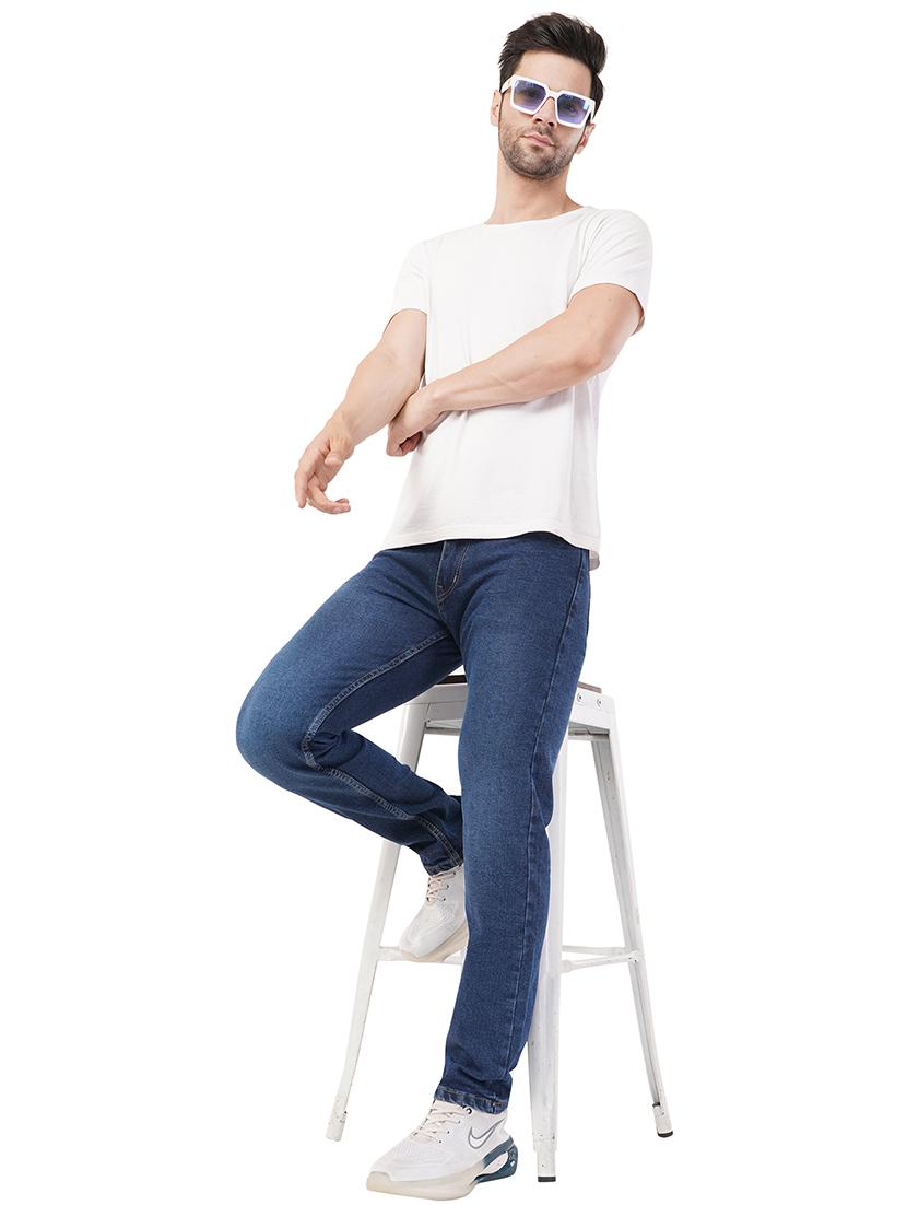 men light blue washed denim jeans - 21742867 - Standard Image - 4