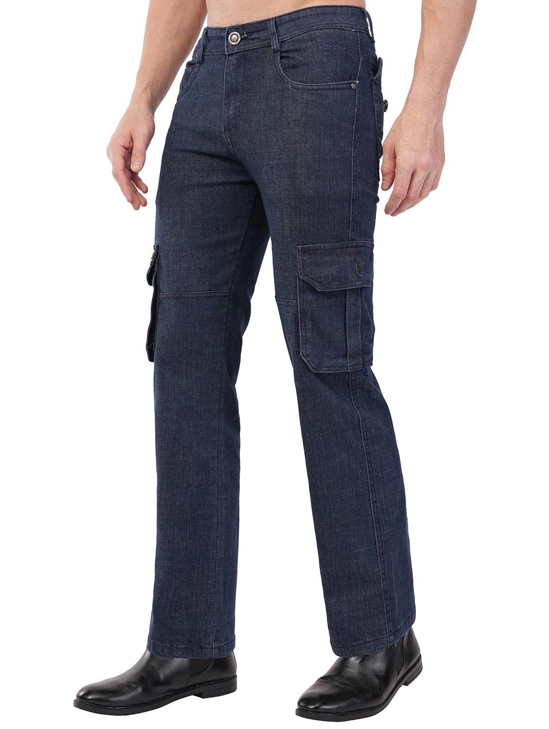 men navy blue denim cargo pants - 21742871 -  Standard Image - 1