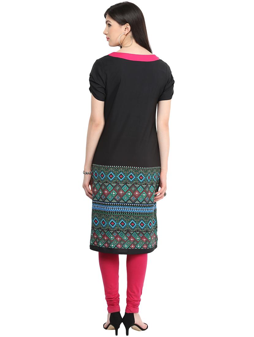 women placement print short sleeve straight kurta - 21742938 -  Standard Image - 1