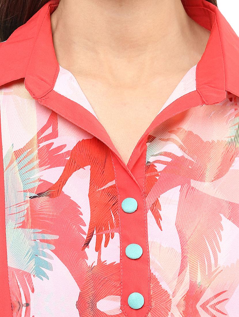 women printed shirt collar neck straight kurta - 21742953 - Standard Image - 4