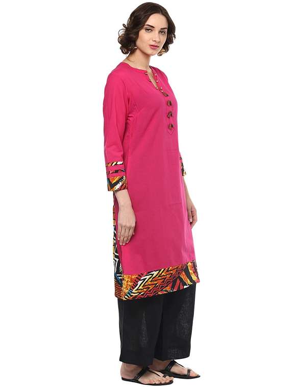women printed three quarter sleeve a-line kurta - 21742959 -  Standard Image - 1