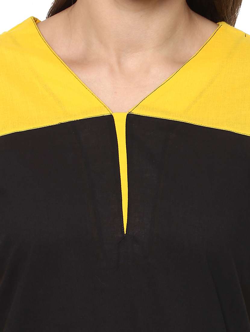 women color block v-neck kurta - 21742960 - Standard Image - 4