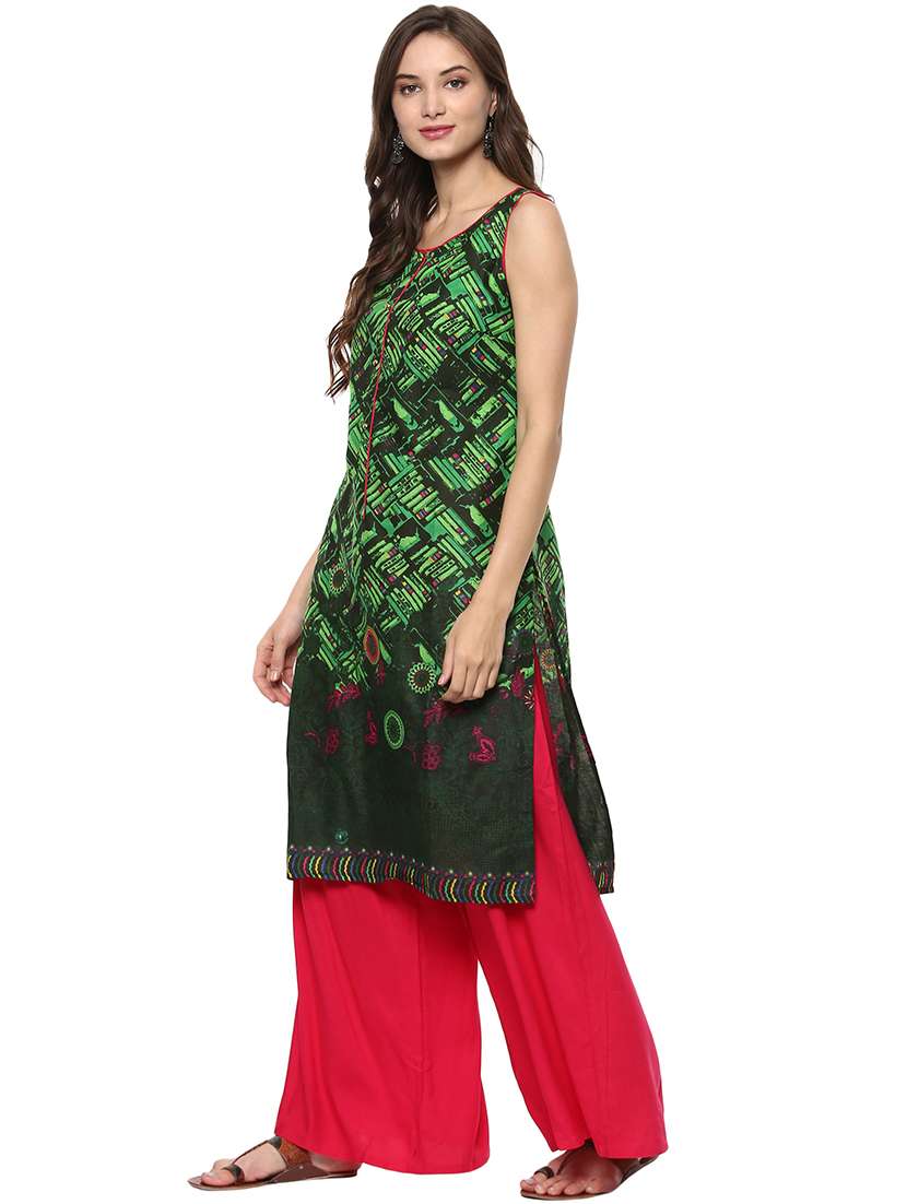 women printed round neck kurta - 21742977 -  Standard Image - 1