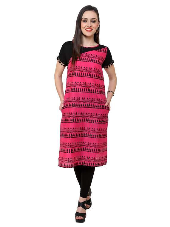women printed round neck kurta