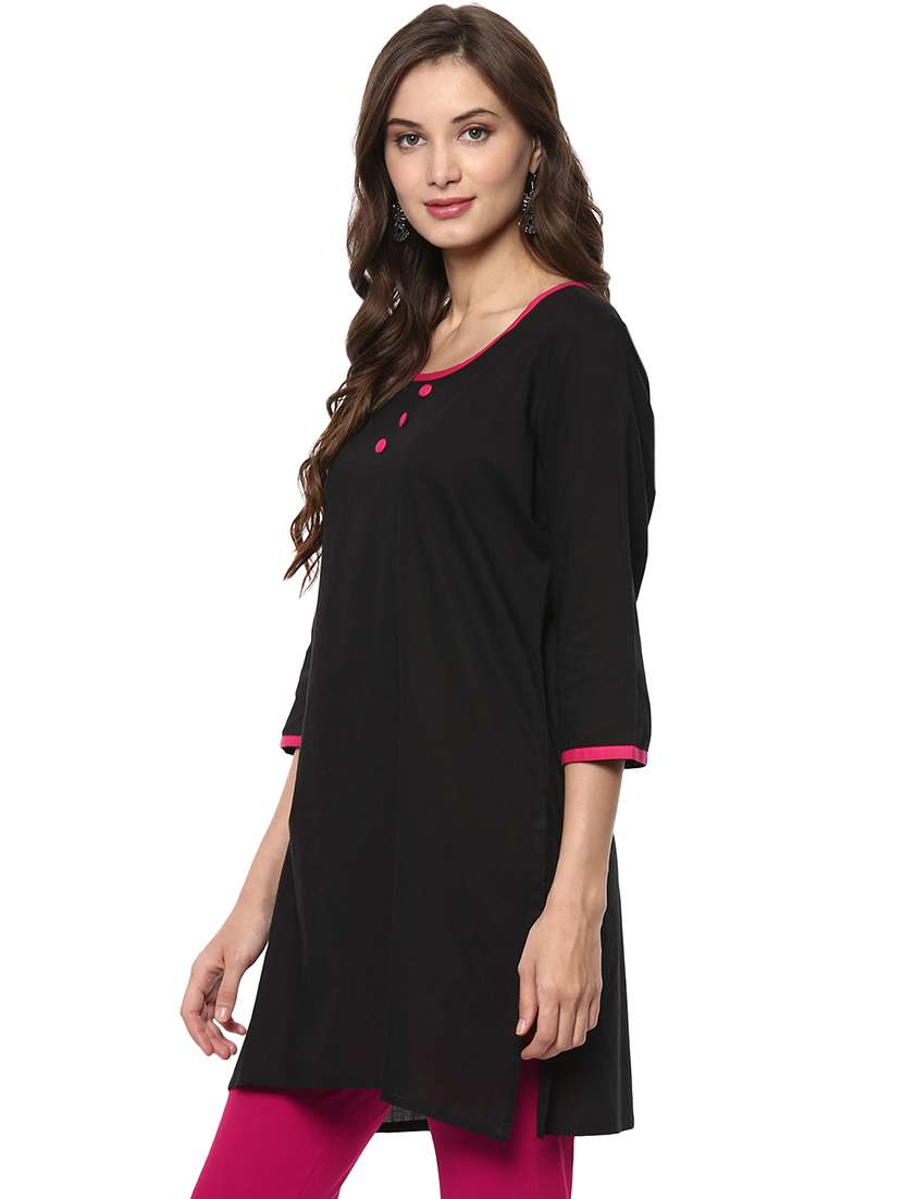 women black solid a-line kurti - 21743004 - Standard Image - 1