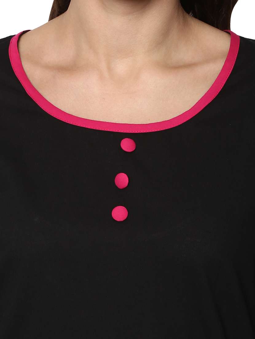 women black solid a-line kurti - 21743004 - Standard Image - 4