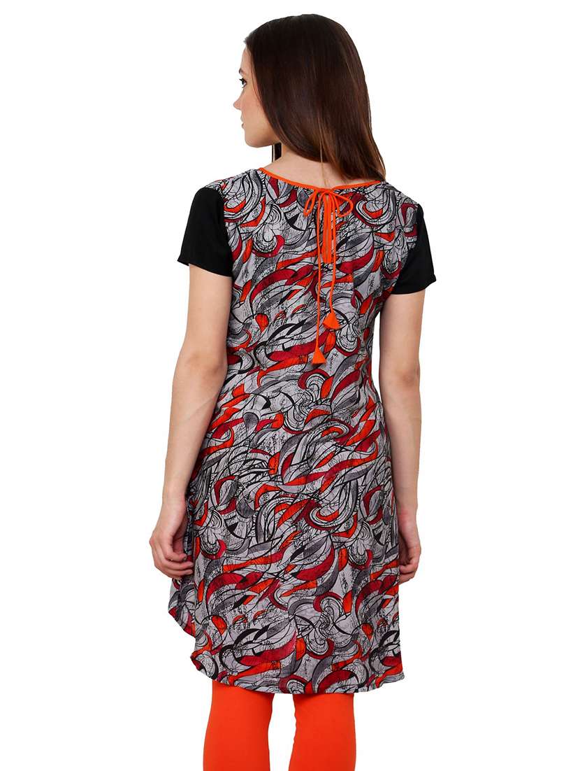 women printed three quarter sleeve high-low kurta - 21743006 -  Standard Image - 1