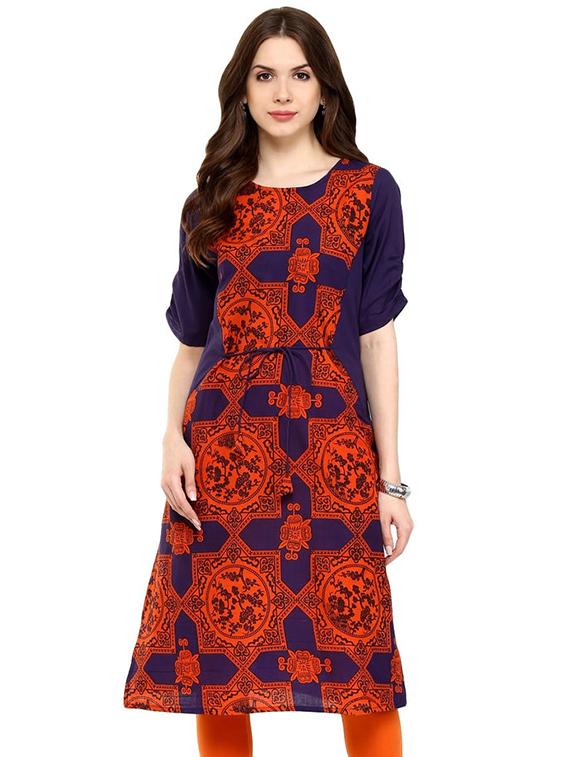 women printed round neck kurta - 21743048 - Zoom Image - 0