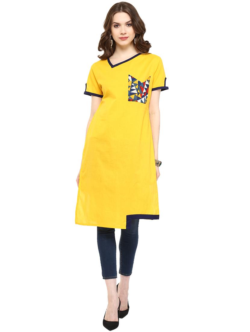 women placement print short sleeve a-line kurta - 21743057 -  Standard Image - 1