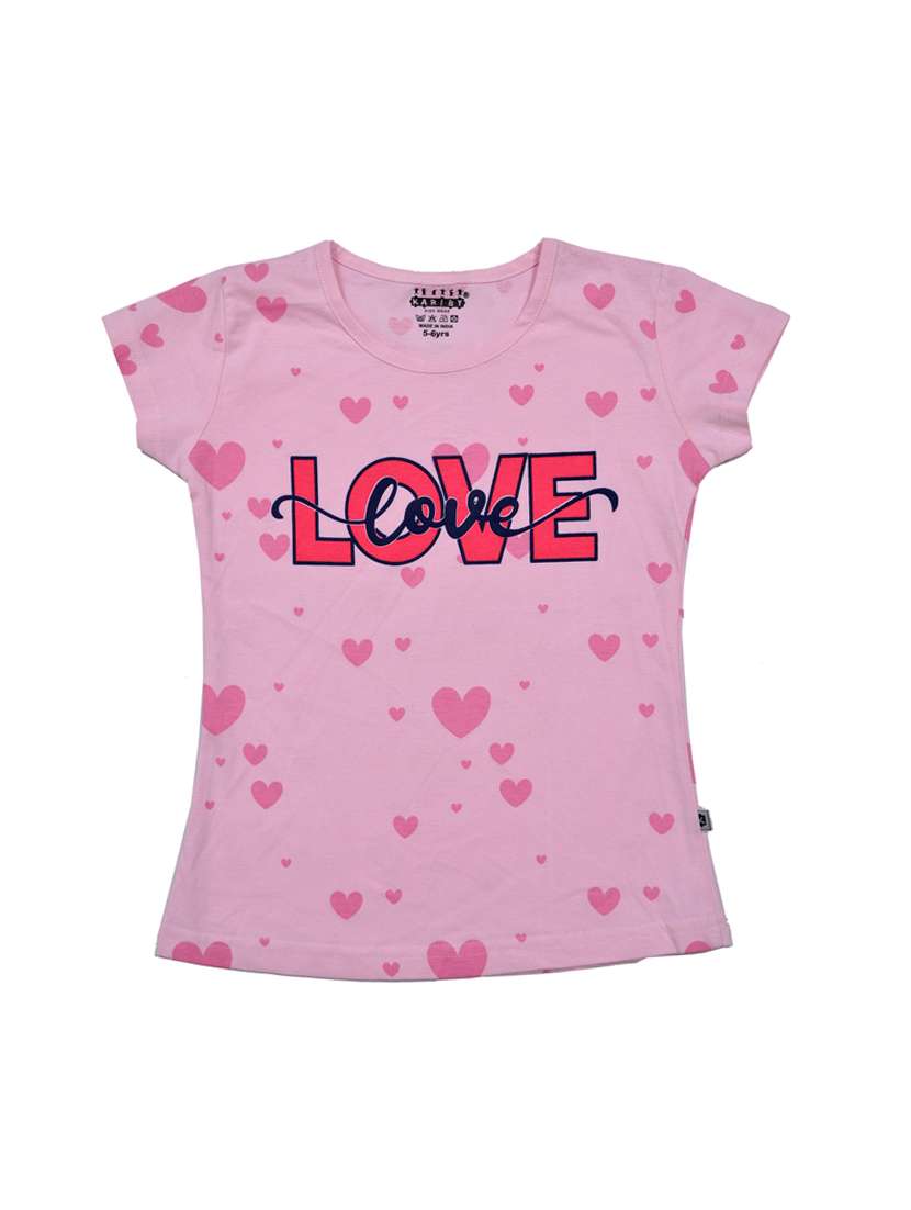 girls printed round neck tee