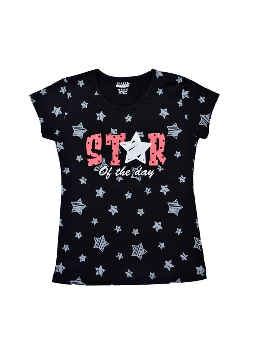 girls printed round neck tee