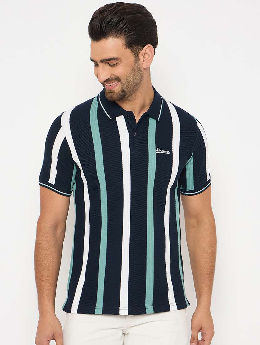 men short sleeves striped polo t-shirt